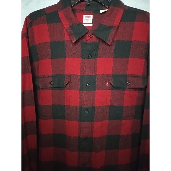 Levi's Relaxed Fit Flannel Button Shirt, Sz XL, Red/Black Checkered, NWT - Picture 4 of 10